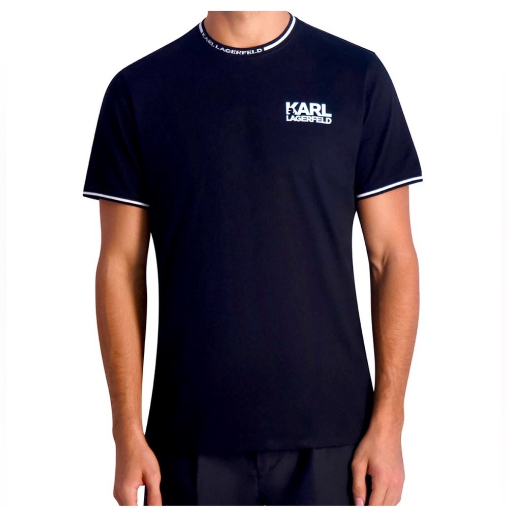 Karl Lagerfeld Black Tee with White Trim
